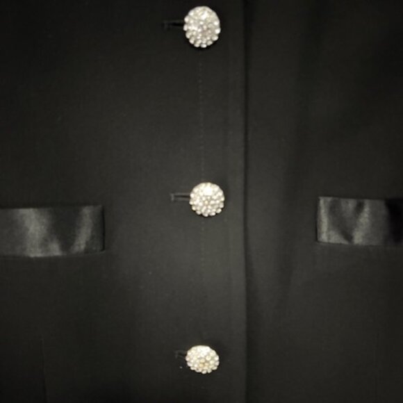 Kasper Formal Black Jacket 18 Tailored Classic Silver Metallic Buttons Classic - Picture 3 of 9